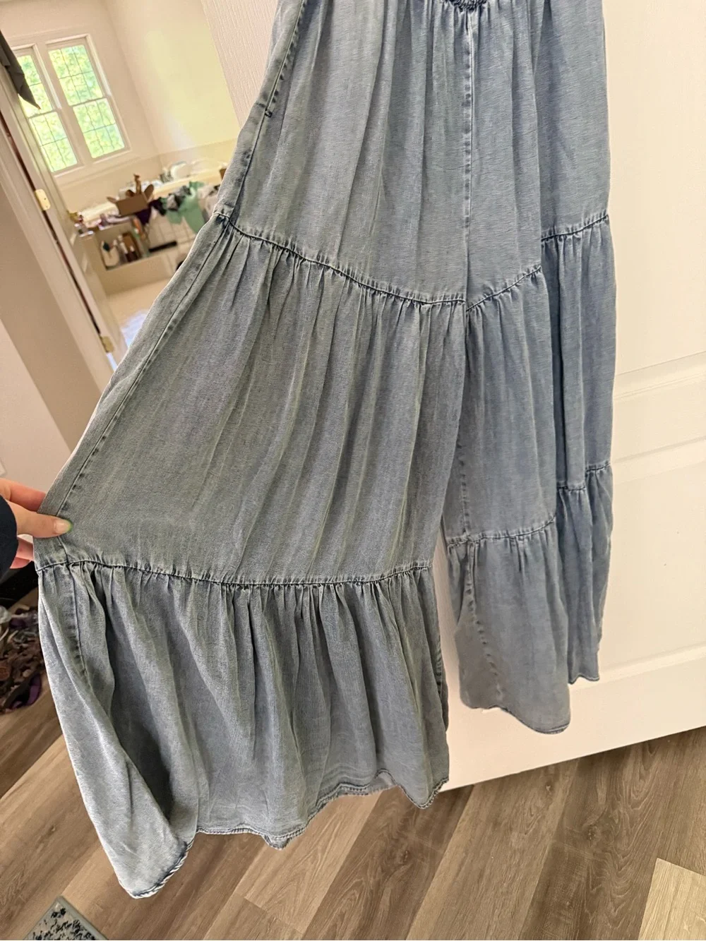 Oli & Hali Light Blue Harlow Wide Leg Chambray Jumpsuit - Picture 9 of 12